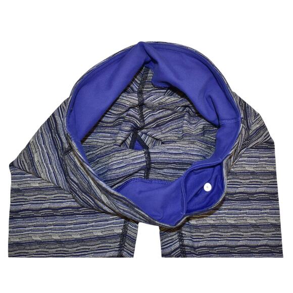 A5 Auth LULULEMON Wunder Under Crop III Blue Striped Capri Pants Size 4 - Picture 5 of 5